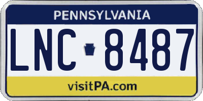PA license plate LNC8487