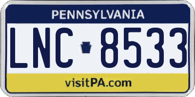 PA license plate LNC8533