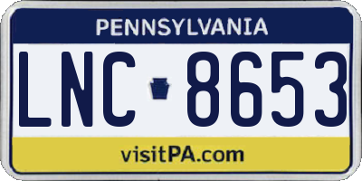 PA license plate LNC8653