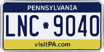 PA license plate LNC9040