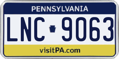 PA license plate LNC9063