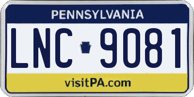 PA license plate LNC9081