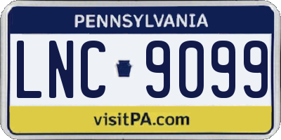 PA license plate LNC9099
