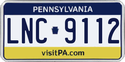 PA license plate LNC9112
