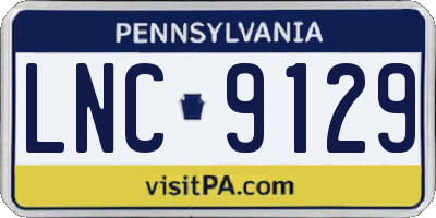 PA license plate LNC9129
