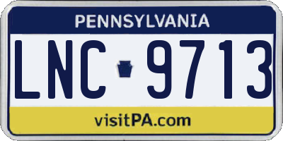 PA license plate LNC9713