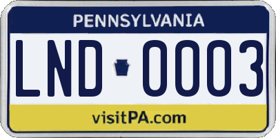 PA license plate LND0003