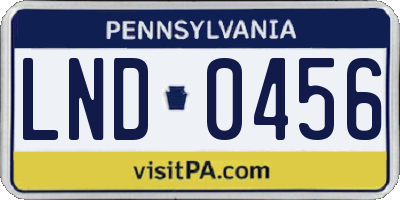 PA license plate LND0456