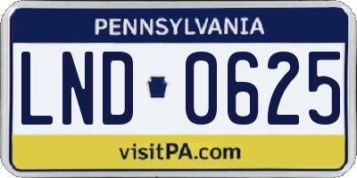 PA license plate LND0625