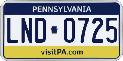 PA license plate LND0725