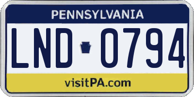 PA license plate LND0794