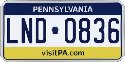 PA license plate LND0836