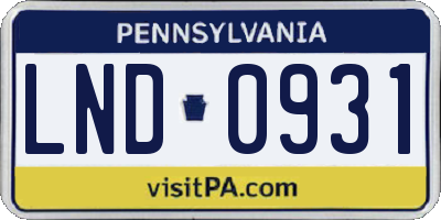 PA license plate LND0931