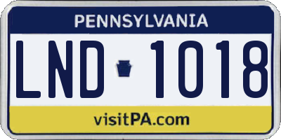 PA license plate LND1018