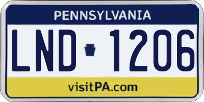 PA license plate LND1206