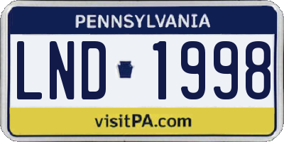 PA license plate LND1998