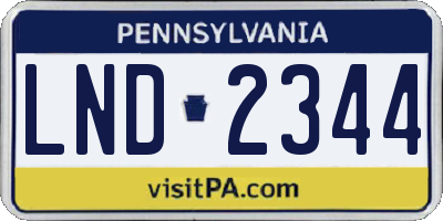 PA license plate LND2344
