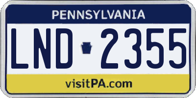 PA license plate LND2355