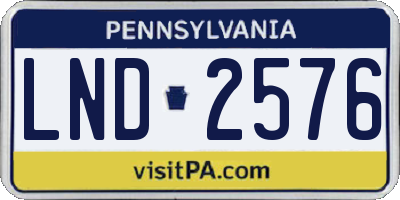 PA license plate LND2576
