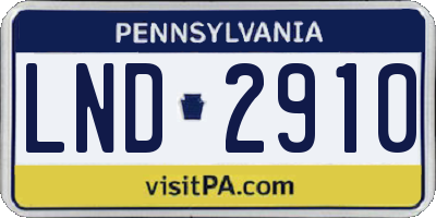 PA license plate LND2910