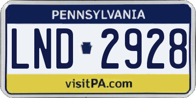 PA license plate LND2928