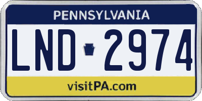PA license plate LND2974