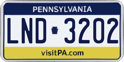 PA license plate LND3202