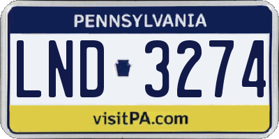 PA license plate LND3274