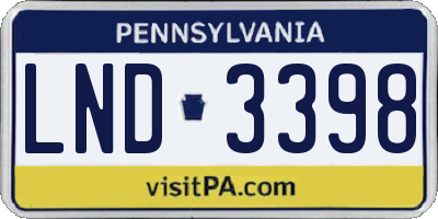 PA license plate LND3398