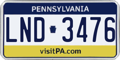 PA license plate LND3476