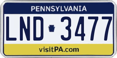 PA license plate LND3477