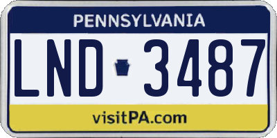 PA license plate LND3487