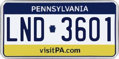 PA license plate LND3601
