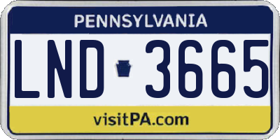 PA license plate LND3665