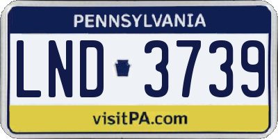 PA license plate LND3739
