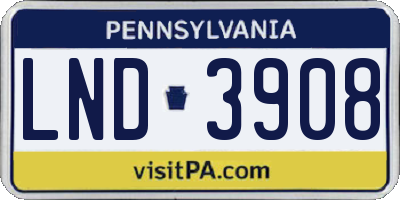 PA license plate LND3908