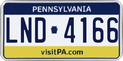 PA license plate LND4166
