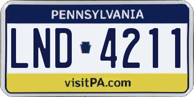 PA license plate LND4211