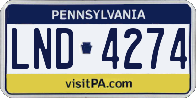 PA license plate LND4274