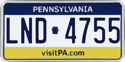 PA license plate LND4755