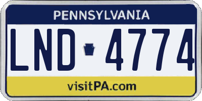 PA license plate LND4774