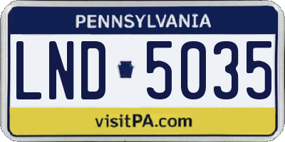 PA license plate LND5035