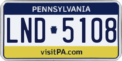 PA license plate LND5108