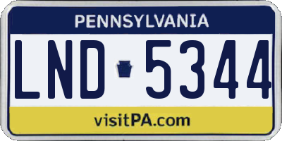 PA license plate LND5344