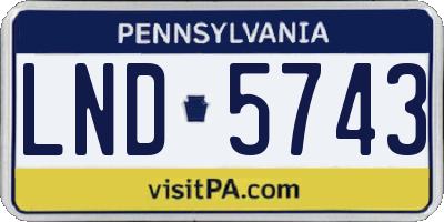 PA license plate LND5743