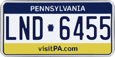 PA license plate LND6455