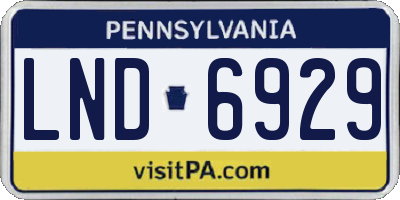 PA license plate LND6929