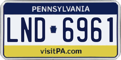 PA license plate LND6961