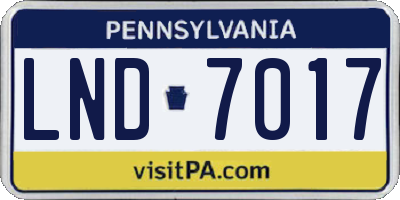 PA license plate LND7017