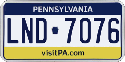 PA license plate LND7076